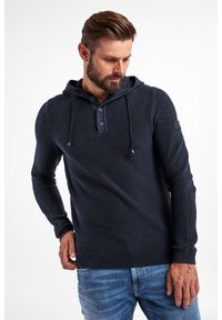 JOOP! Jeans - Sweter JOOP! JEANS. Typ kołnierza: kaptur. Materiał: bawełna, prążkowany. Wzór: ze splotem #1