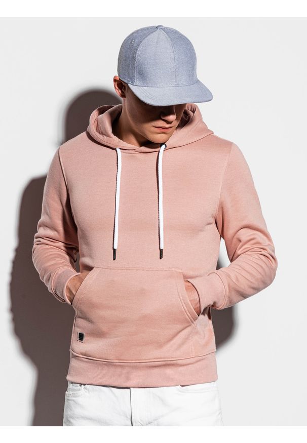 Ombre Clothing - Bluza męska z kapturem B979 - beżowa - XXL. Typ kołnierza: kaptur. Kolor: beżowy. Materiał: bawełna, poliester. Styl: klasyczny
