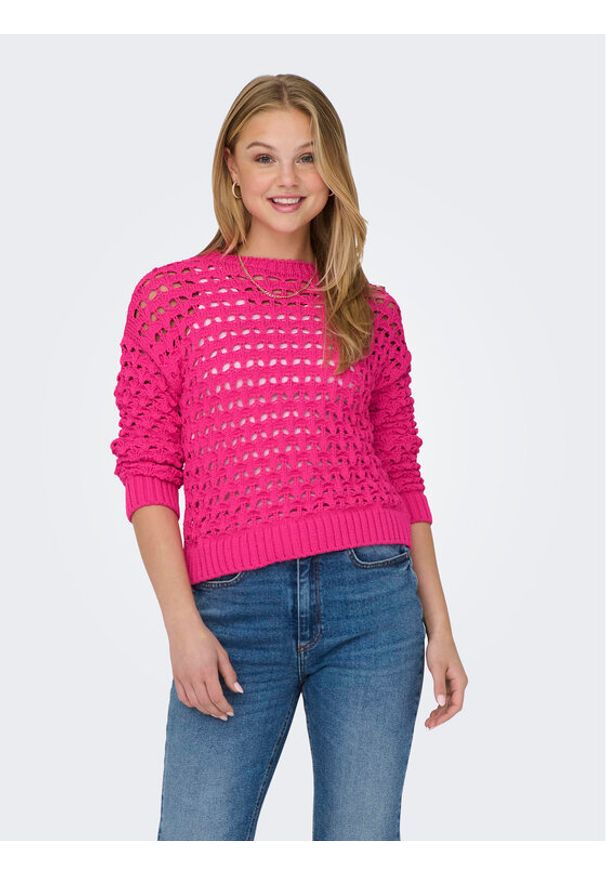 only - ONLY Sweter Linda 15311772 Różowy Regular Fit. Kolor: różowy. Materiał: syntetyk