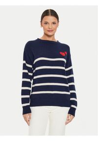 Kontatto Sweter 3M0169 Granatowy Regular Fit. Kolor: niebieski. Materiał: wełna #1