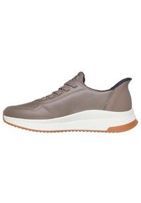 skechers - Kapcie SKECHERS SLIP-INS BOBS SQUAD 4 - DIRECT STEP Brązowy. Kolor: szary. Materiał: syntetyk, tkanina