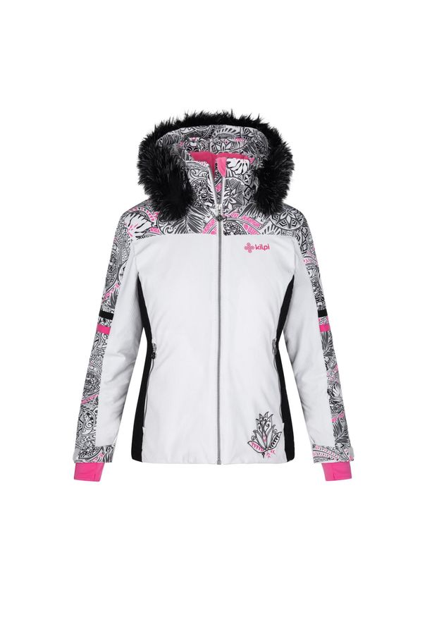 Damska kurtka narciarska Kilpi LENA-W. Kolor: czarny, biały, różowy, wielokolorowy. Materiał: len. Sezon: zima. Sport: narciarstwo