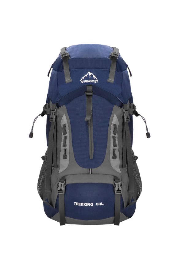 SPRINGOS - Plecak trekkingowy 60 L Springos z gwizdkiem. Kolor: niebieski. Styl: sportowy