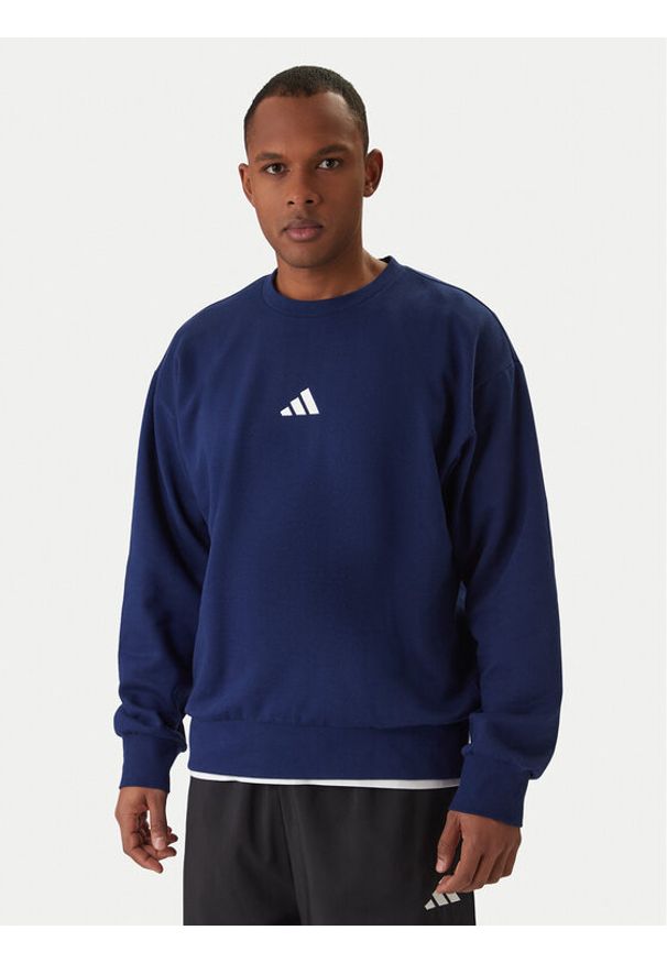 Adidas - adidas Bluza Essentials Feel Cozy JE3792 Granatowy Regular Fit. Kolor: niebieski. Materiał: bawełna