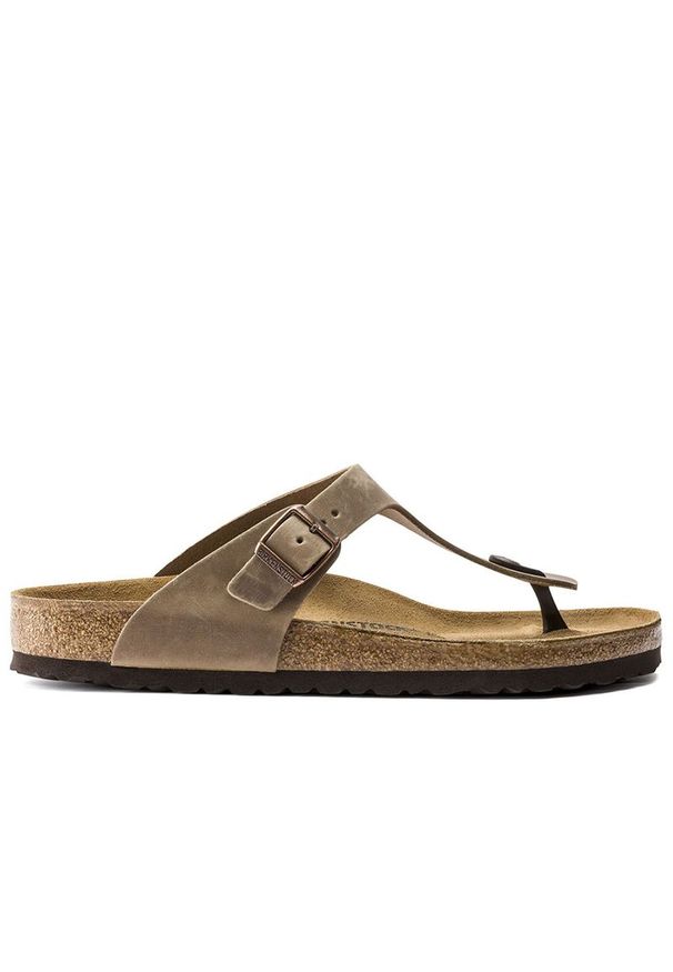 Japonki unisex Birkenstock Gizeh 943811 - brązowe. Zapięcie: klamry. Kolor: brązowy. Materiał: skóra, welur, materiał. Szerokość cholewki: normalna
