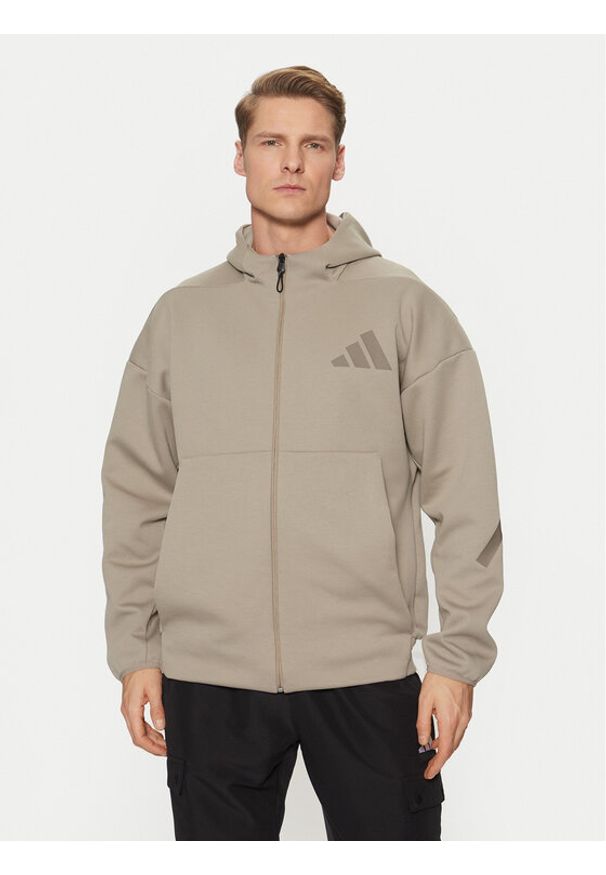 Adidas - adidas Bluza Z.N.E. JC5495 Beżowy Regular Fit. Kolor: beżowy. Materiał: bawełna, syntetyk
