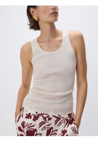 Reserved - Top z wełny i jedwabiu - złamana biel. Materiał: wełna, jedwab #1