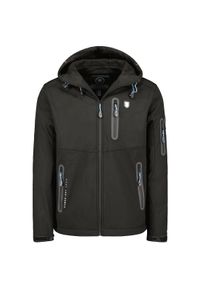 Geographical Norway Softshell TAXILLUS BLACK DB MEN 056, kurtka męska czarna.. Kolor: czarny. Materiał: poliester, elastan. Sezon: wiosna. Sport: turystyka piesza #1