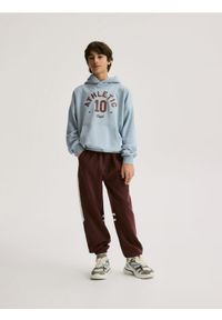 Reserved - Sportowe joggery baggy - bordowy. Kolor: czerwony. Materiał: dzianina, bawełna. Styl: sportowy #1