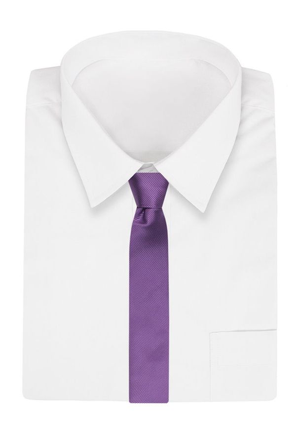 Liliowy krawat Angelo di Monti w prążki, elegancki