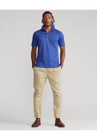 Ralph Lauren - RALPH LAUREN - Granatowa koszulka polo Soft Cotton Custom Slim Fit. Typ kołnierza: polo. Kolor: niebieski. Materiał: bawełna, prążkowany. Wzór: kolorowy #2