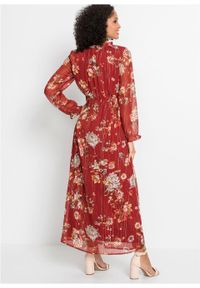 Długa sukienka z nadrukiem bonprix czerwonobrązowy w kwiaty. Kolor: czerwony. Wzór: nadruk, kwiaty. Długość: maxi #3