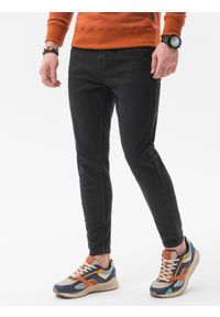 Ombre Clothing - Spodnie męskie jeansowe o kroju SLIM FIT P1058 - czarne - XXL. Okazja: na co dzień. Kolor: czarny. Materiał: jeans. Wzór: gładki. Styl: casual, elegancki, sportowy #1