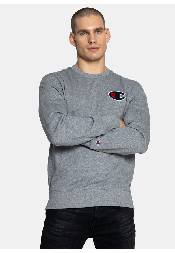 Bluza Champion Satin C Logo Cotton Terry Sweatshirt (214189-EM525). Kolor: szary. Materiał: materiał. Styl: elegancki, sportowy