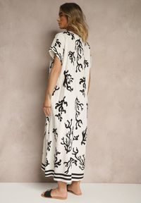 Renee - Czarno-Beżowa Pudełkowa Sukienka z Wiskozą i Lnem Sadeone. Okazja: na co dzień. Kolor: czarny. Materiał: len, wiskoza. Styl: elegancki, casual #3