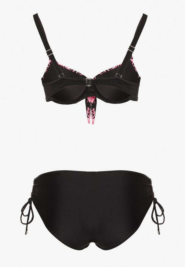 Born2be - Różowe Bikini Biustonosz z Wiązaniem i Majtki Typu Figi Norettia. Kolekcja: plus size. Kolor: różowy. Materiał: jeans