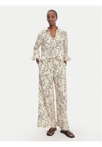Seafolly Spodnie materiałowe Hothouse Flowers 55631-PA Beżowy Wide Leg. Kolor: beżowy. Materiał: wiskoza #5
