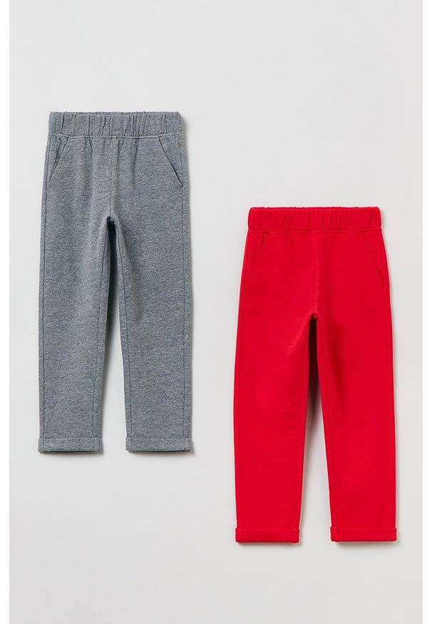 OVS Spodnie dziecięce (2-pack) kolor czerwony gładkie. Okazja: na co dzień. Kolor: czerwony. Wzór: gładki. Styl: casual