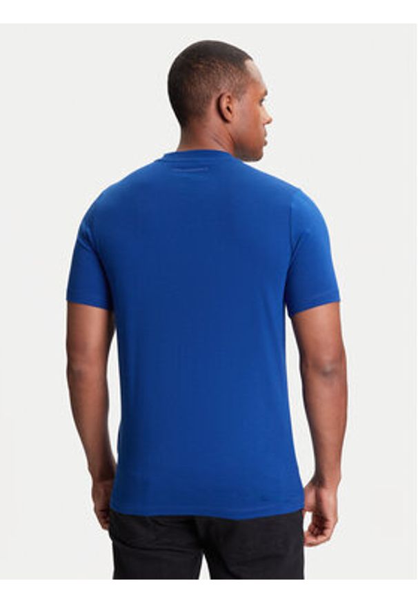 Karl Lagerfeld - KARL LAGERFELD T-Shirt 755710 553224 Niebieski Slim Fit. Typ kołnierza: dekolt w karo. Kolor: niebieski. Materiał: bawełna