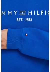 TOMMY HILFIGER - Tommy Hilfiger bluza damska kolor niebieski. Kolor: niebieski. Materiał: bawełna. Wzór: nadruk. Styl: klasyczny #4