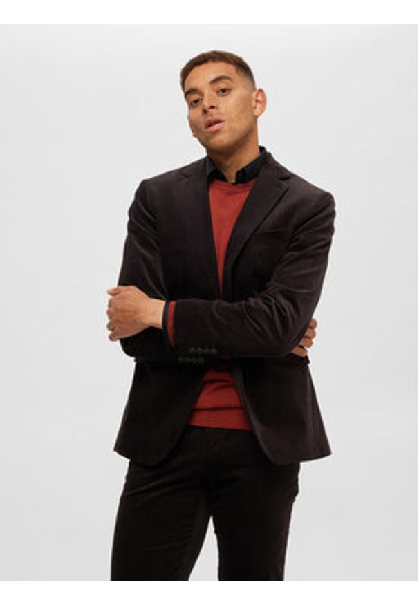 Selected Homme Sweter 16074682 Pomarańczowy Regular Fit. Kolor: pomarańczowy. Materiał: bawełna