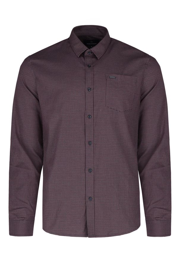 Volcano - Koszula z wzorem K-MAFITO. Typ kołnierza: kołnierzyk klasyczny. Materiał: bawełna, materiał, elastan. Długość rękawa: długi rękaw. Długość: długie. Wzór: kratka. Styl: klasyczny, elegancki