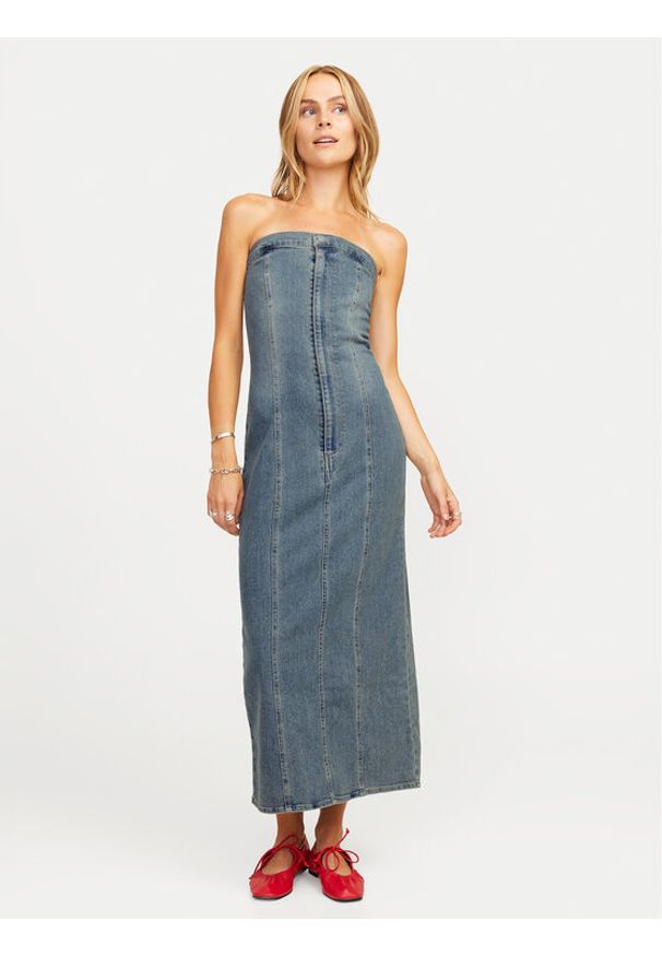 JJXX Sukienka jeansowa Tinga 12260695 Niebieski Slim Fit. Kolor: niebieski. Materiał: syntetyk, bawełna