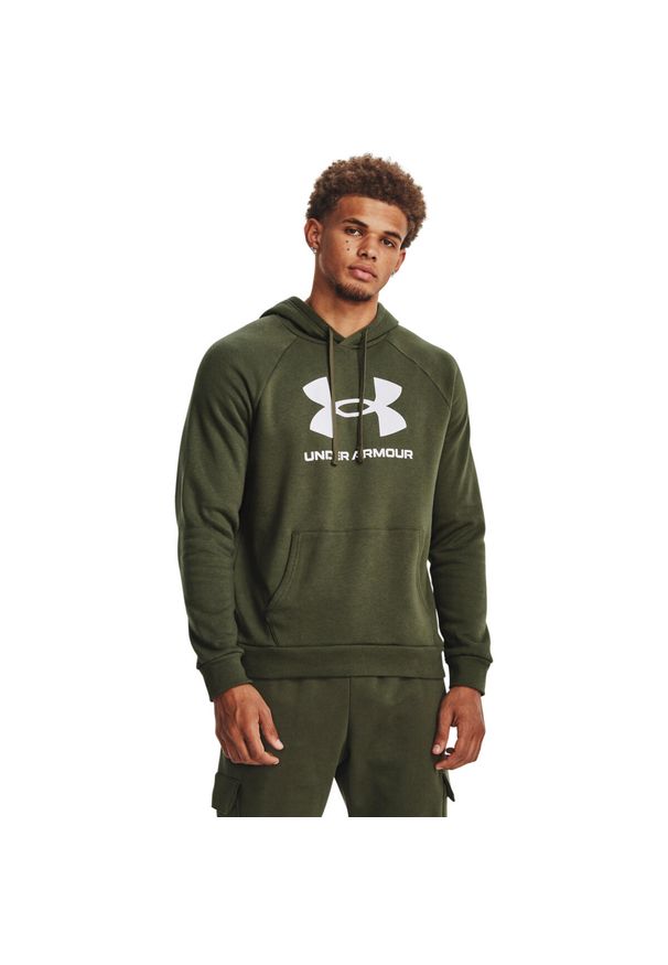 Bluza z kapturem Under Armour Rival Fleece Logo Hd, Mężczyźni. Typ kołnierza: kaptur. Kolor: biały, zielony, wielokolorowy. Materiał: materiał, bawełna