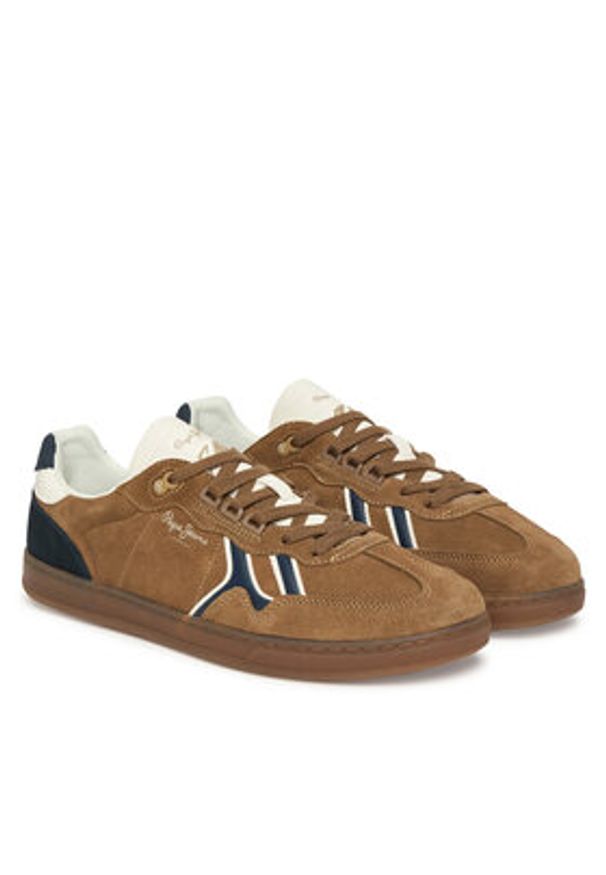 Pepe Jeans Sneakersy Ball Mix M PMS000009 Brązowy. Kolor: brązowy. Materiał: skóra, zamsz