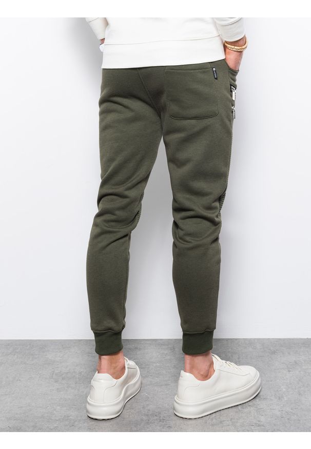 Brązowe spodnie Ombre Clothing z aplikacjami