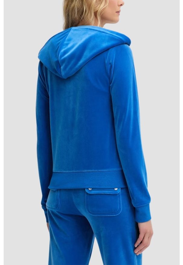 Juicy Couture - JUICY COUTURE Chabrowa bluza damska Robertson Hoodie, Rozmiar L. Okazja: na co dzień. Kolor: niebieski. Materiał: materiał. Styl: casual, klasyczny