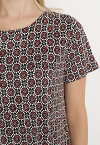 Born2be - Czarno-Bordowa Wiskozowa Sukienka w Mozaikowy Wzór o Rozkloszowanym Kroju Faellina. Kolor: czarny. Materiał: wiskoza. Sezon: lato #4