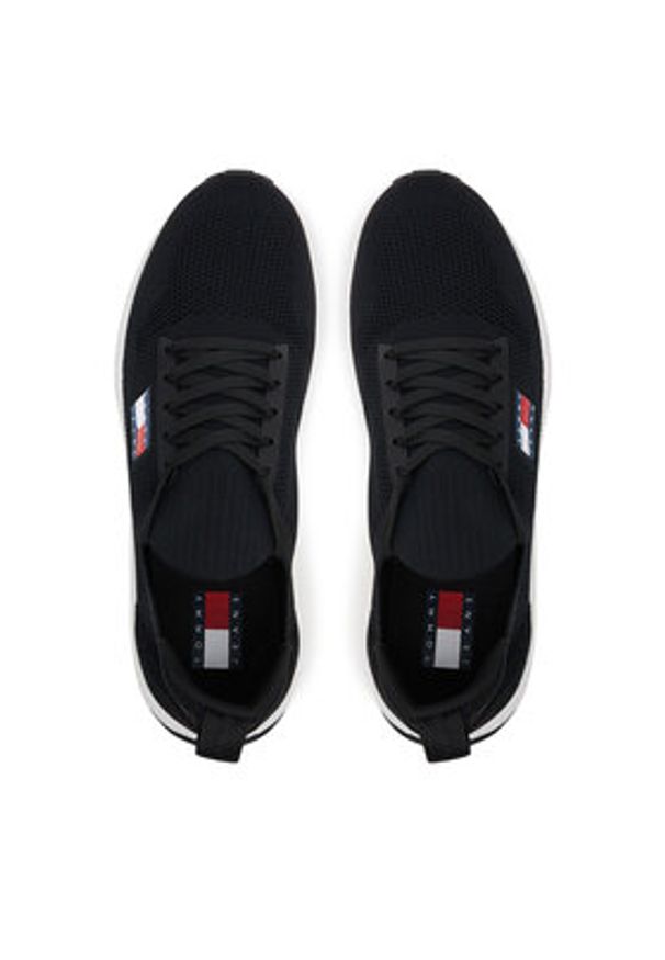Tommy Jeans Sneakersy Runner Kntitted EM0EM01555 Czarny. Kolor: czarny. Materiał: materiał