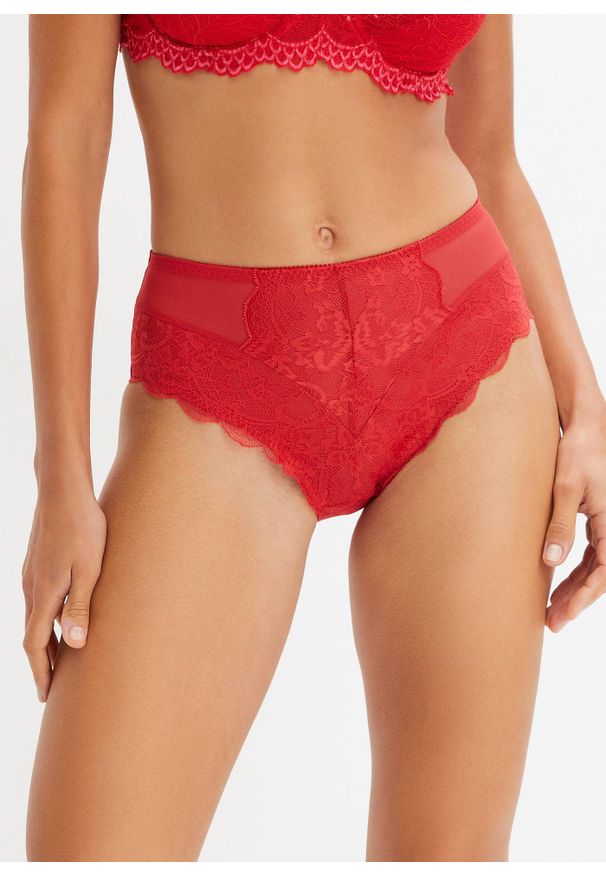 bonprix - Figi maxi (2 pary). Kolor: czarny. Materiał: koronka. Wzór: koronka