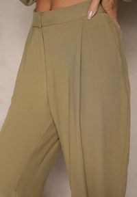 Renee - Ciemnobeżowe Eleganckie Modalowe Spodnie Garniturowe High Waist Mavilisse. Stan: podwyższony. Kolor: beżowy. Styl: elegancki #4