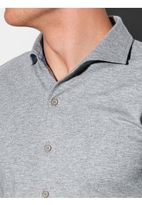 Ombre Clothing - Koszula męska z długim rękawem K540 - szara - XL. Kolor: szary. Materiał: tkanina, materiał, bawełna. Długość rękawa: długi rękaw. Długość: długie #4