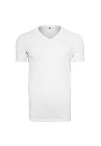 BUILD YOUR BRAND - Lekka Koszulka Unisex Dla Dorosłych Z Dekoltem W Szpic. Kolor: biały