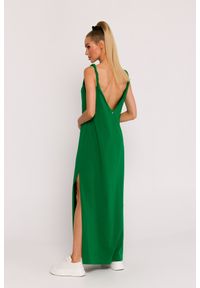 MOE - Długa sukienka dzianinowa z dekoltem na plecach zielona. Kolor: zielony. Materiał: dzianina. Sezon: lato. Długość: maxi #2