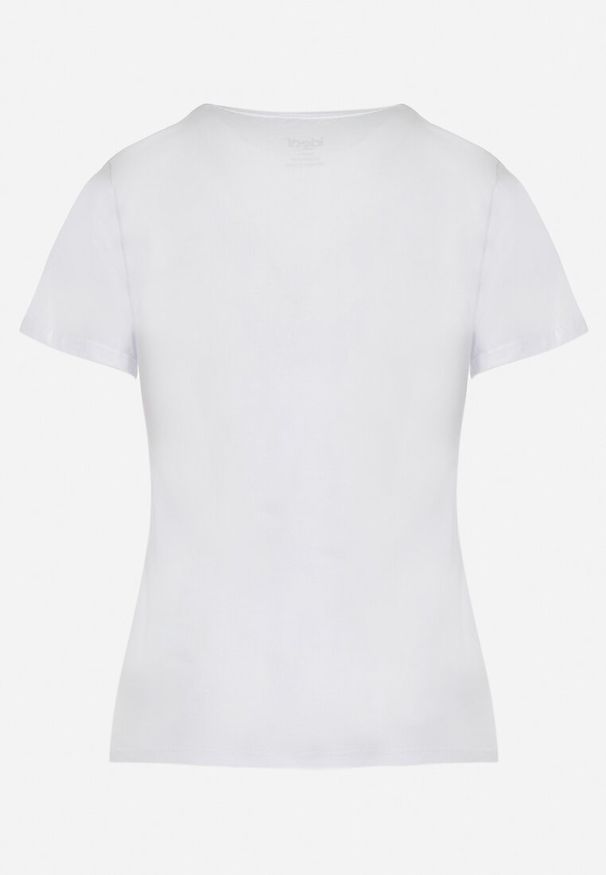 Born2be - Biały Bawełniany T-shirt o Klasycznym Kroju Zilira. Kolor: biały. Materiał: bawełna. Styl: klasyczny