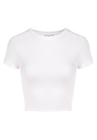 Born2be - Biały T-shirt Irousa. Kolor: biały. Materiał: materiał, bawełna. Długość rękawa: krótki rękaw. Długość: krótkie. Wzór: gładki