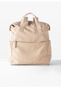 bonprix - Plecak ze sztruksu. Kolor: beżowy. Wzór: paski. Materiał: skórzane. Rodzaj torebki: na ramię #1