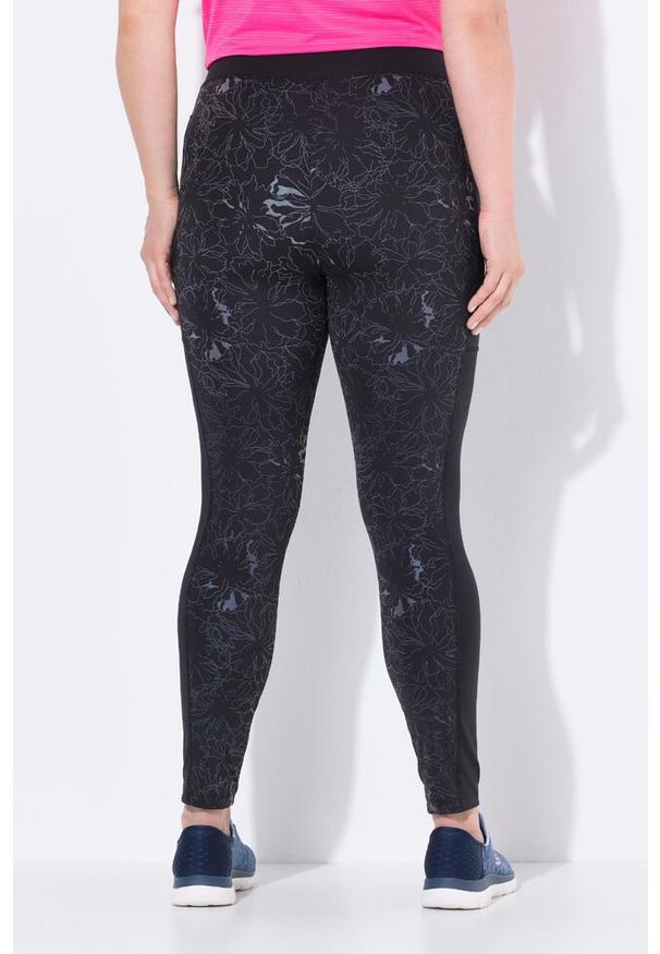 ULLA POPKEN - Damskie Legginsy sportowe szybkoschnące kieszenie z recyklingu. Kolekcja: plus size. Kolor: czarny. Materiał: poliester, materiał, elastan