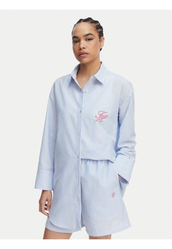 TOMMY HILFIGER - Tommy Hilfiger Koszula Seersucker UW0UW06474 Niebieski Regular Fit. Kolor: niebieski. Materiał: syntetyk, bawełna