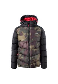 BEJO - Kurtka Ocieplana Dla Chłopca Camo Baldey. Kolor: czarny, wielokolorowy. Materiał: puch. Sport: turystyka piesza