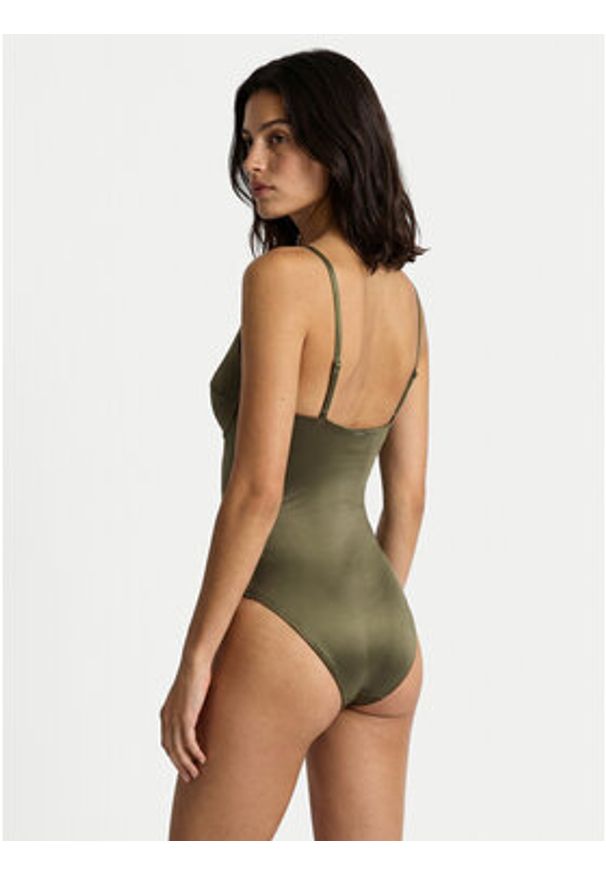 Calvin Klein Swimwear Strój kąpielowy LV00Q61120 Khaki. Kolor: brązowy. Materiał: syntetyk