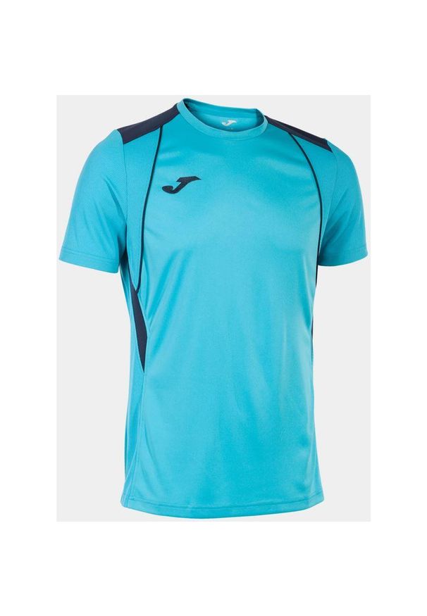 Joma Championship M – koszulka sportowa, krótki rękaw, 100% poliester. Kolor: niebieski, zielony, wielokolorowy. Materiał: poliester. Długość rękawa: krótki rękaw. Długość: krótkie. Sport: fitness, piłka nożna
