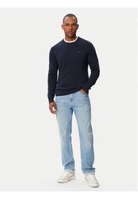 Tommy Jeans Sweter Essential DM0DM22853 Granatowy Slim Fit. Kolor: niebieski. Materiał: bawełna #4