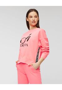 Deha - Bluza DEHA MOVE. Kolor: różowy. Materiał: elastan, skóra, bawełna. Wzór: nadruk, gładki