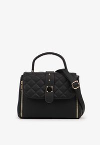 Born2be - Czarna Torebka z Pikowaną Klapą na Ramię Lanothrea. Kolor: czarny. Materiał: pikowane. Styl: klasyczny, elegancki, casual. Rodzaj torebki: na ramię