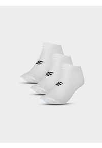 4f - Skarpety casual przed kostkę (3-pack) damskie - białe. Kolor: biały. Materiał: materiał, bawełna, włókno, poliamid #1